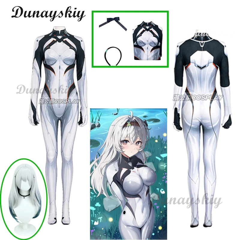 

Game Honkai Star Rail Firefly Cosplay Battle Dresses Cos Jumpsuit White Uniform Wig Full Set Suit Women Halloween Party RolePlay