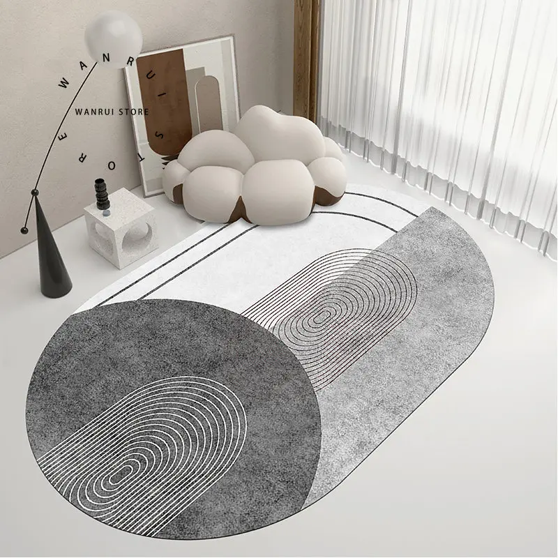 Oval Living Room Rugs Modern Art Design Large Area Nordic Minimalist Abstract Bedroom Decorative Carpets Non-slip Floor Mat