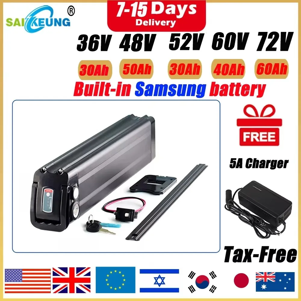 

литиевый аккумулятор для велосипеда 48 В duotts s26, аккумулятор 48 В 20 SilverFish 36v48v52v60v 72 В, электрический велосипед 20ah30ah 40ah 50ah 60ah аккумулятор