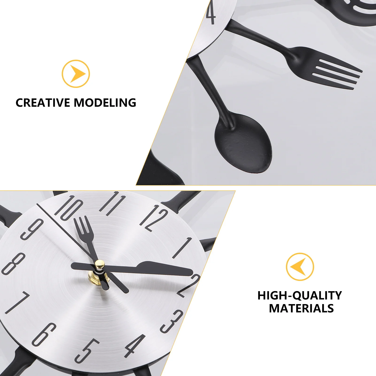 

1pc Kitchen Cutlery Clock Stainless Steel Fork Spoons Decorative Wall Hanging Clock For Living Room Bedroom Kitchen Background