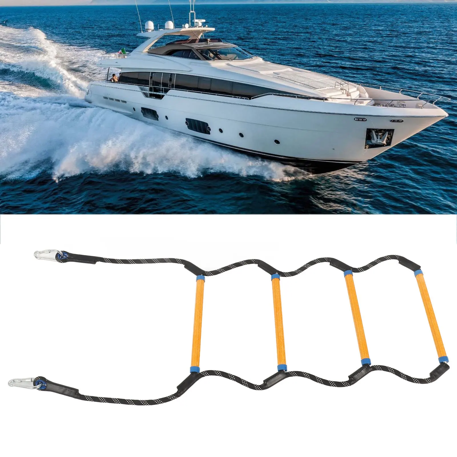 

Морская веревочная лестница, прочная, надежная, портативная, 400 фунтов, с жесткими полимерными ступеньками (размер), аксессуар для лодки