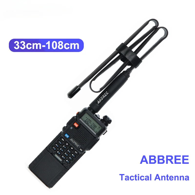 

CS Tactical Outdoor Walkie Talkie Foldable Antenna 136-520M UHF/VHF Radio Signal Booster for Baofeng/Kenwood/WOUXUN/HYT 33-108cm