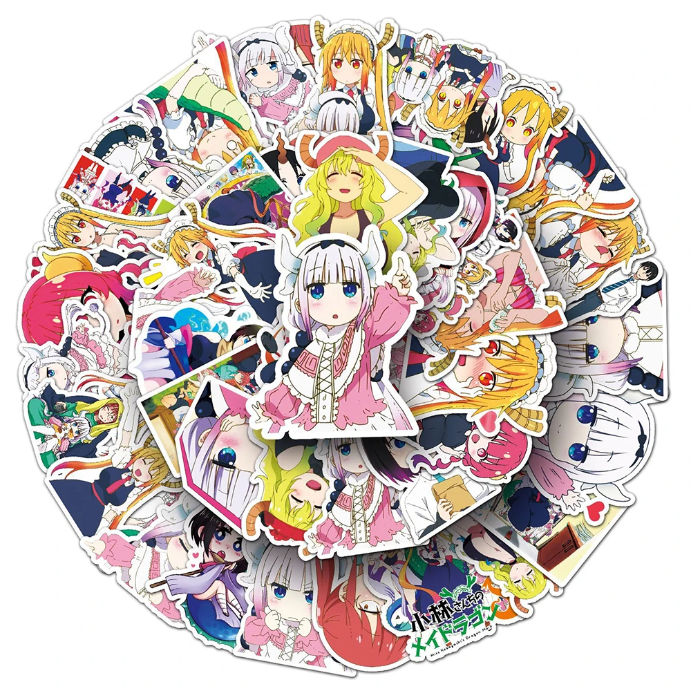 10/30/50pcs Cute Anime Miss Kobayashi's Dragon Maid Stickers Kawaii Graffiti Sticker Water Bottle Phone Luggage Cartoon Decals