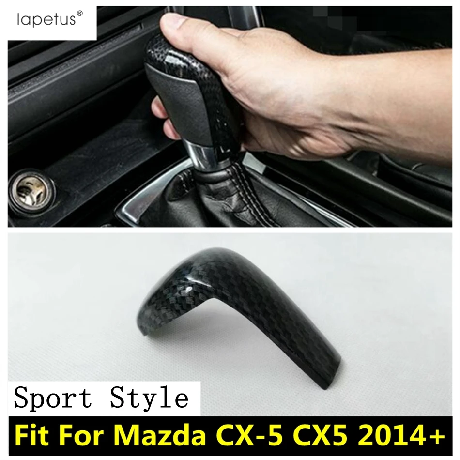 

Gear Shift Head Knob Handle Decoration Cover Trim Carbon Fiber Interior Accessories For Mazda CX-5 CX5 2014 - 2023 Sport Style