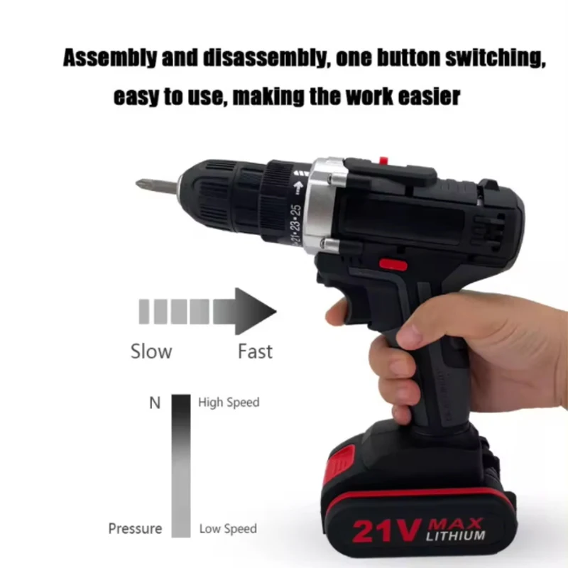 

High power lithium battery wireless charging 21V electric impact cordless drill hand drill home DIY power tools