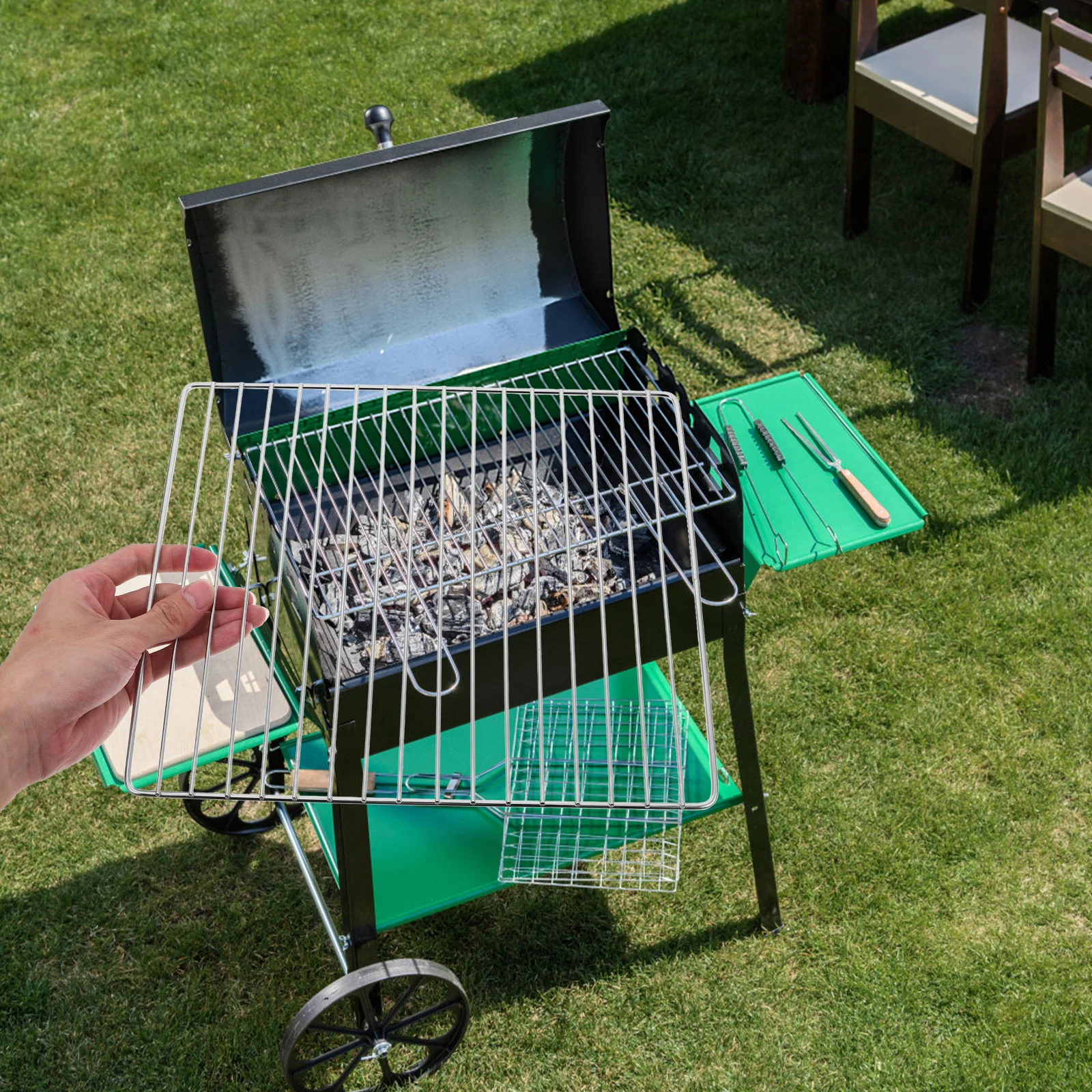 

30X25Cm Stainless Steel Bbq Grate Heavy Duty Grill Grid Even Heat Distribution Outdoor Picnic Camping Roasting Rack Charcoal