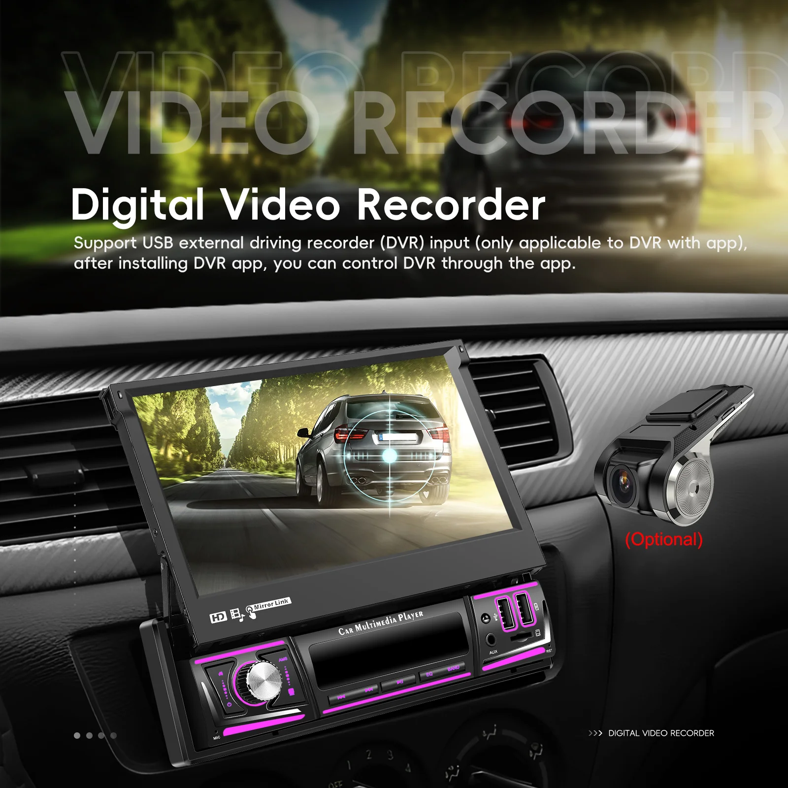 Podofo 2+64G Intelligentes Autosystem 1 Din Kabelloses Carplay Android Auto 7'' Auto-Multimediaplayer mit WLAN GPS Rückfahrkamera-Unterstützung – Detail 11