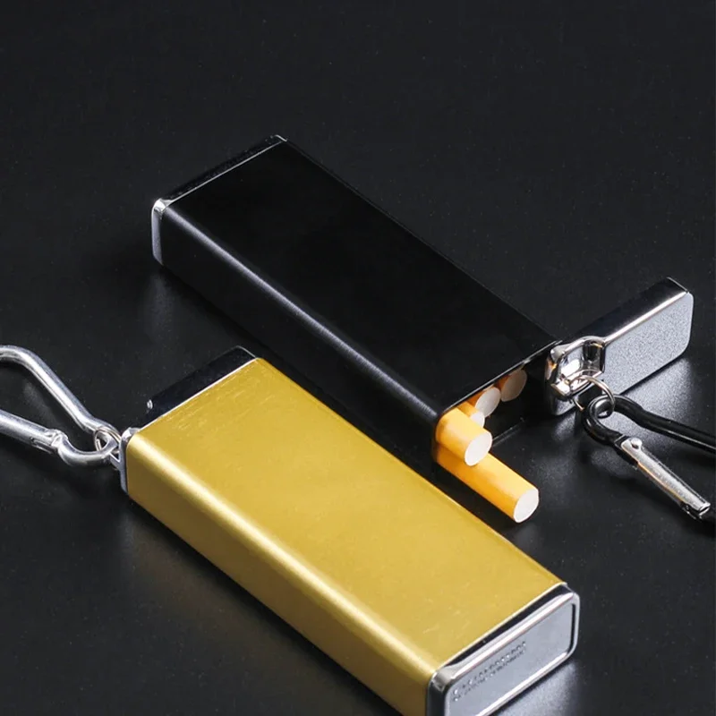 Mini Portable Pocket Cigarette Case with Keychain Multifunction Metal Cigarette Box Ashtray for Outdoor Waterproof