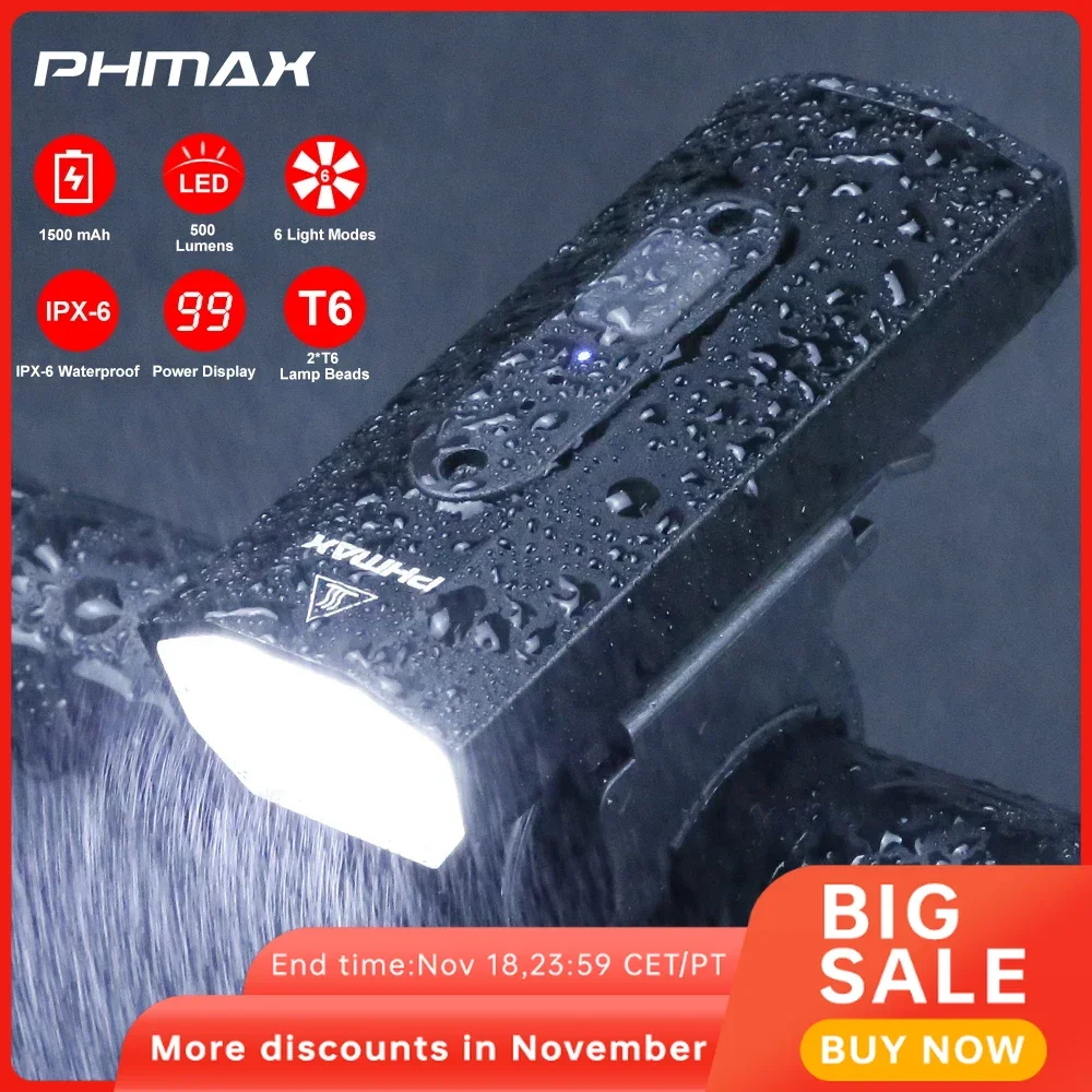 PHMAX Bicycle Light Waterproof Mini Bike Light Usb Rechargeable Led Lamp Bicycle Cycling Accessories