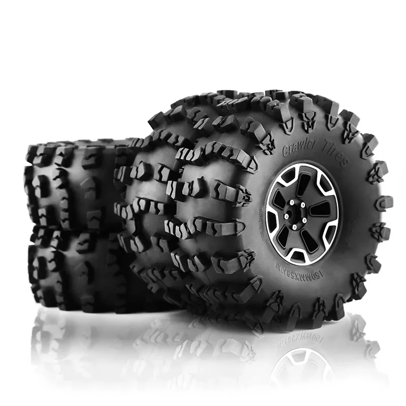 4pcs 150mm 2.2" Heavy Duty Beadlock Wheel Rim Tire Set for 1/10 RC Crawler Car Axial SCX10 Wraith Capra RR10 RBX10 Traxxas TRX4