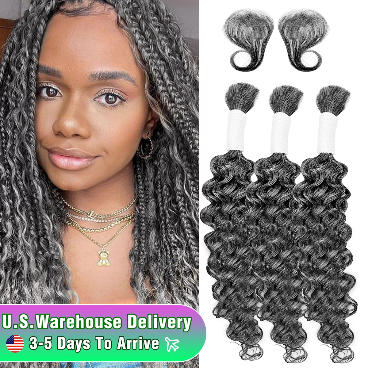 14A Onda Profonda Evidenziare Fasci di Capelli Umani Grigi Nastro Fasci di Capelli Vergini Brasiliani Non Trattati Evidenziare Estensione Dei Capelli Umani