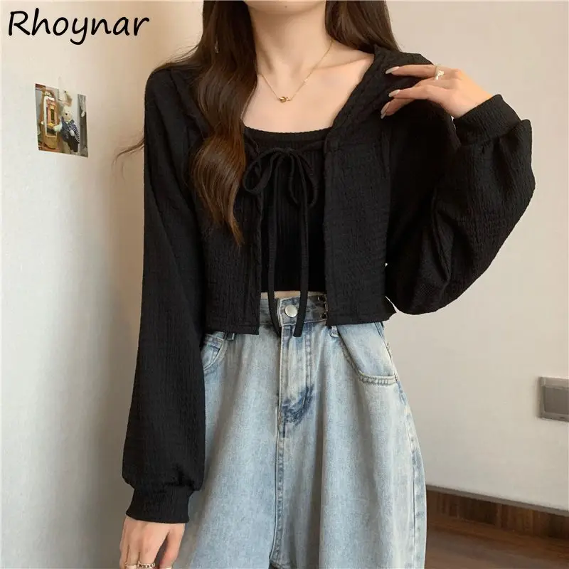 

Куртки женские на шнуровке летние солнцезащитные в корейском стиле милые простые универсальные модные для колледжа Ulzzang свободные повседневные классические винтажные