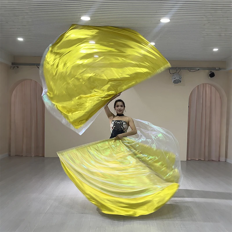 Double-Layer Semi-Circle Flag with Telescopic Stick Stage Performance Props Belly Dance Accessories Dance Praise Flag