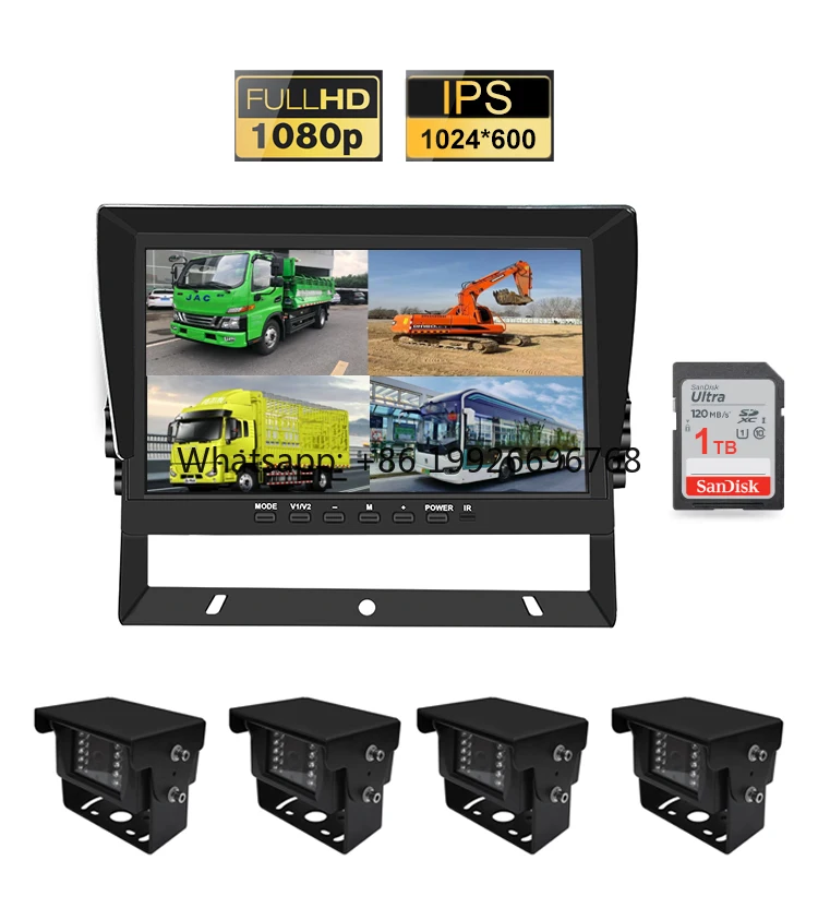 

7" 9" 10.1 Inch Truck/car Four-way Split IPS Back up Camera Monitor DVR Display Security System 1080P Dvr Monitor