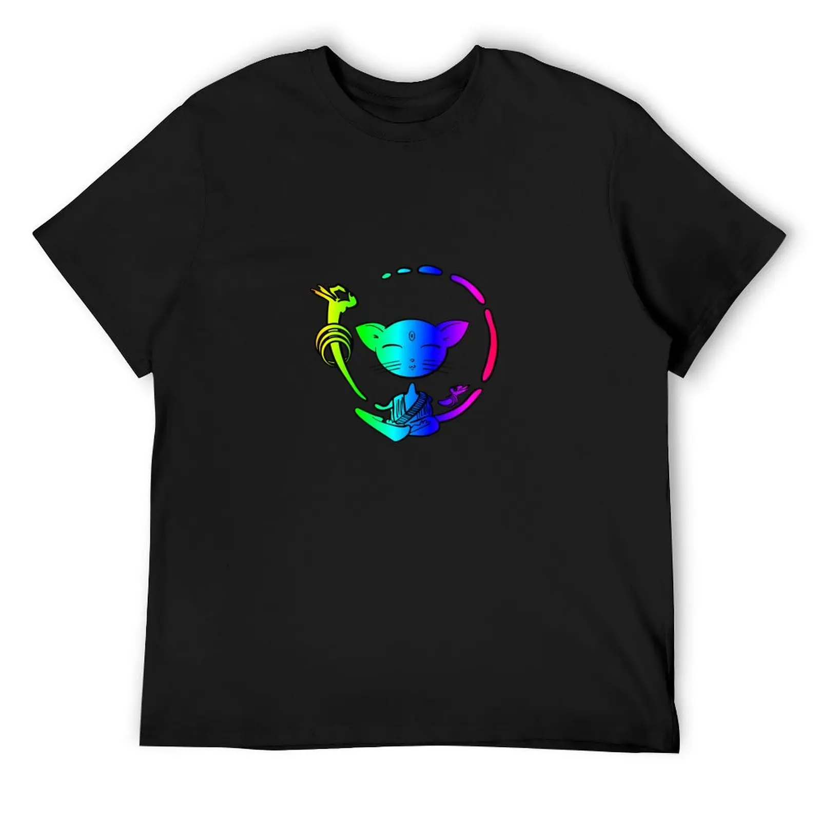 

Rainbow Buddhist cat T-Shirt kawaii clothes shirts graphic blanks funny shirt cotton outfits for men