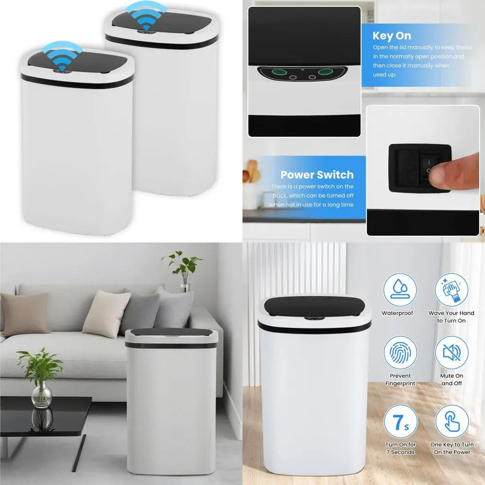 

Touch-Free 13 Gallon Automatic Kitchen Trash Can with Lid, Large Capacity Waste Bin for Dorms and Home Use