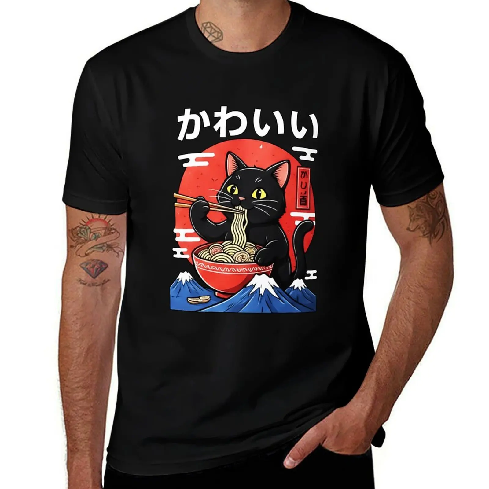 

Kawaii Noodle Cat футболка однотонная для мальчиков белая синяя арховая мужская одежда больших размеров