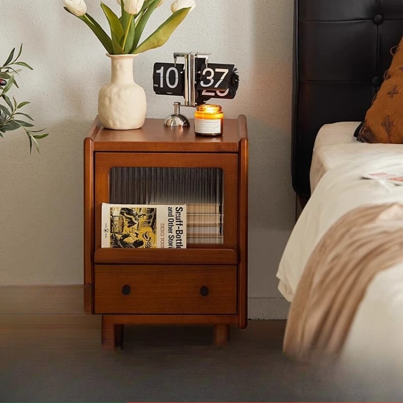 Mesita de noche con consola nórdica para Patio, mesita de noche baja de madera cómoda y moderna, muebles de exterior Criado Mudo para café moderno de mediados de siglo