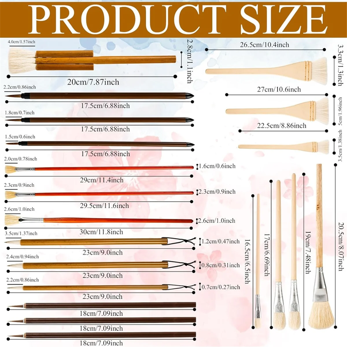 20 stuks aardewerk glazuurborstels set, keramische borstels met lange steel verschillende vormen wol kunst penseel tool voor kunstenaar