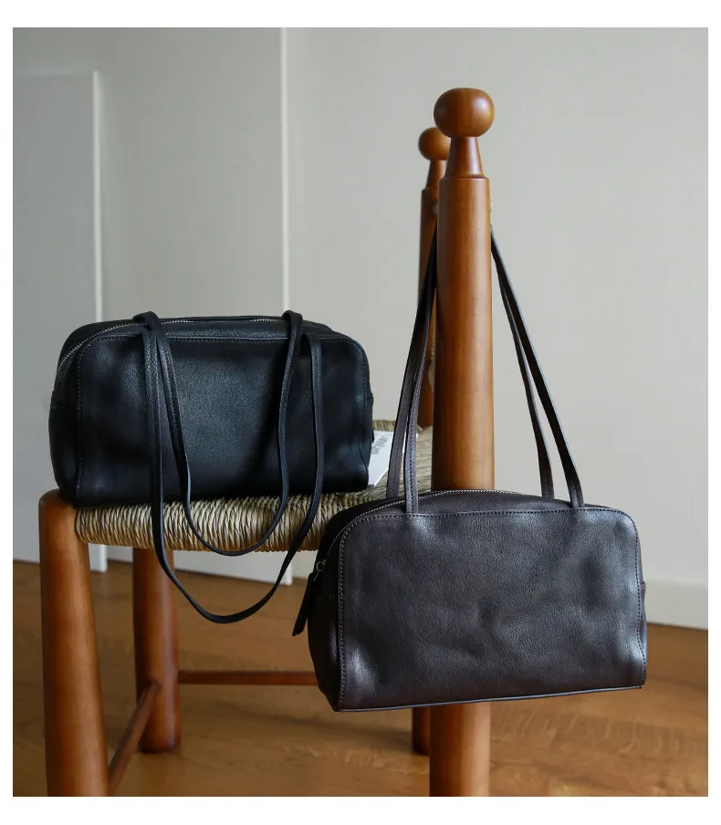 Lässige Designer-Handtasche aus weichem, echtem Leder, Damen-Umhängetasche, modisch, schlicht, luxuriös, aus echtem Rindsleder, Damen-Unterarmtasche – Detail 7