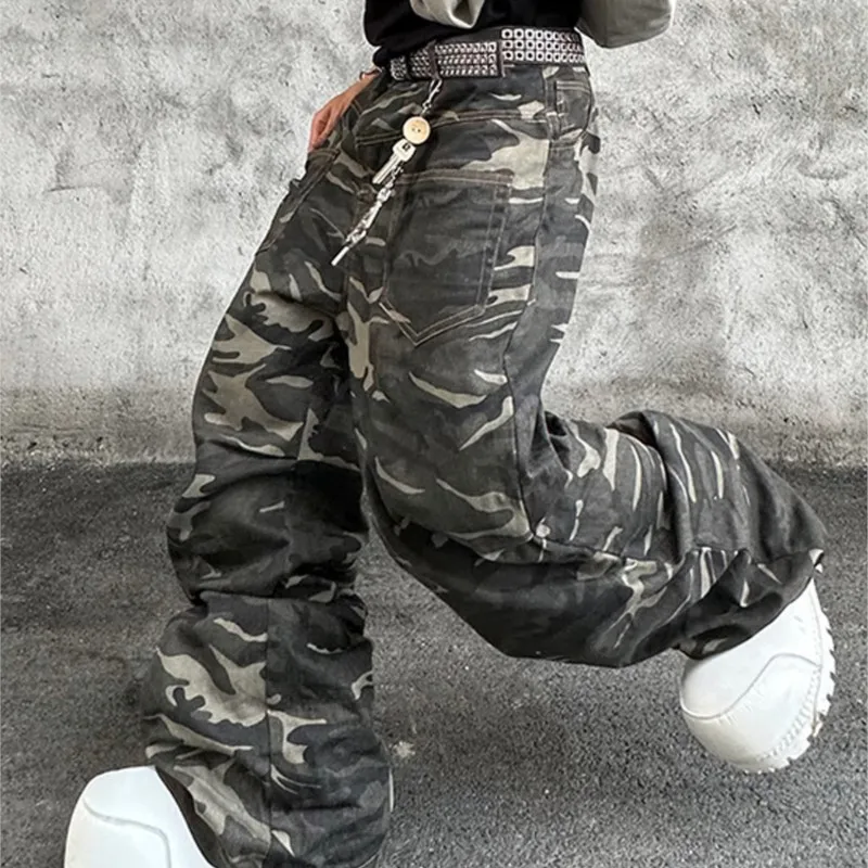 Pantaloni mimetici multitasche a gamba dritta casual Hip Hop High Street alla moda Pantaloni da uomo
