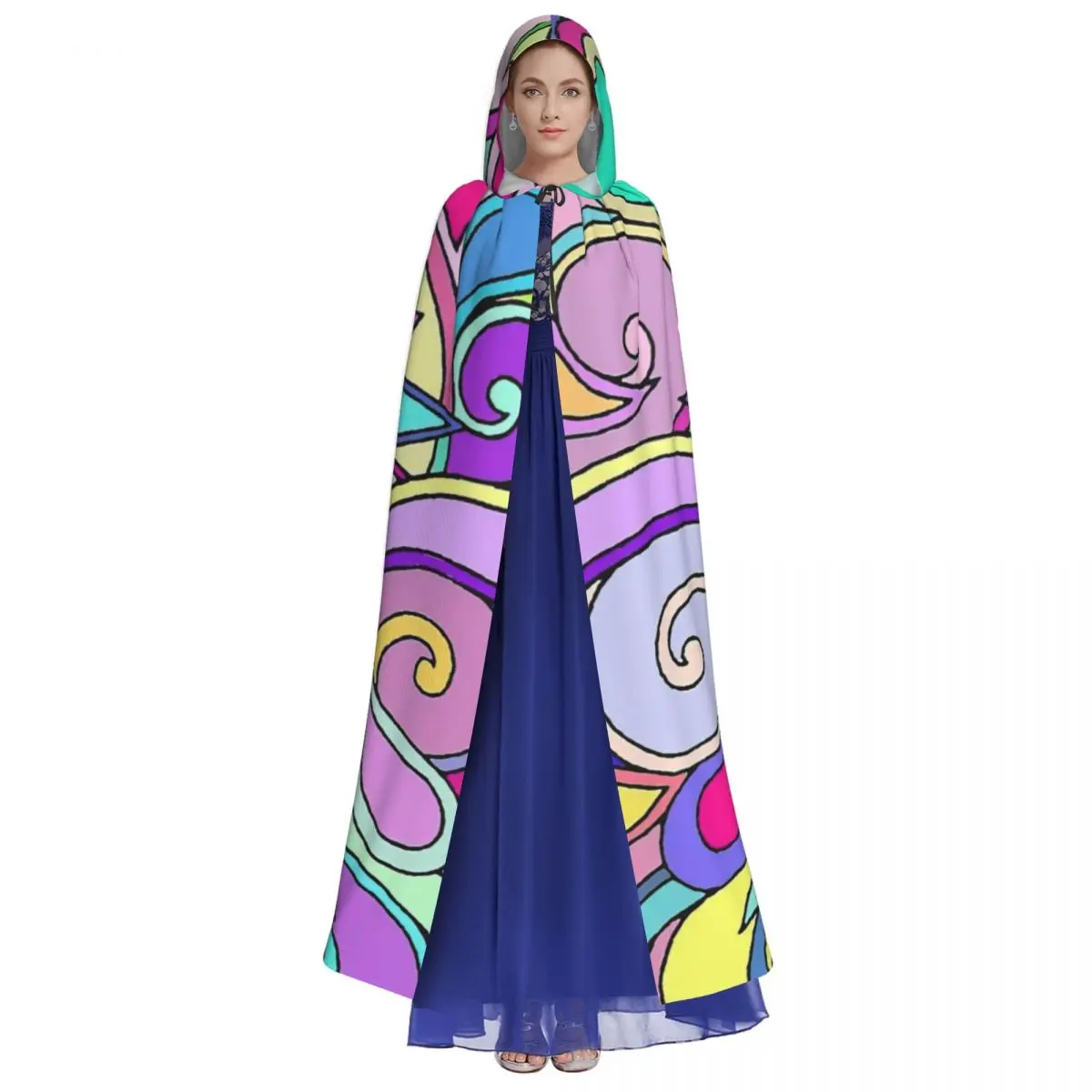 Psychedelic Hippy Retro Peace Art Hooded Cloak Halloween Party Cosplay Woman Men Adult Long Witchcraft Robe Hood