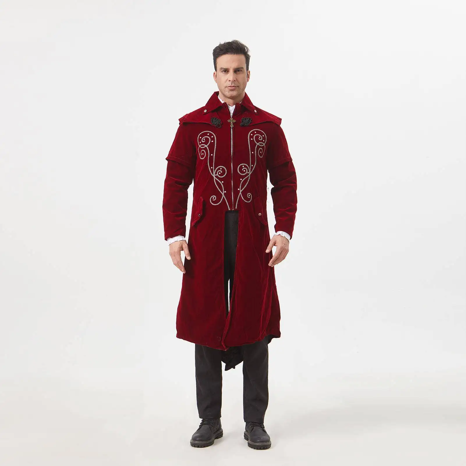 

Готическое бархатное пальто на Хэллоуин, индивидуальный костюм, верхняя одежда средней длины, женский этнический костюм, сценический шкаф