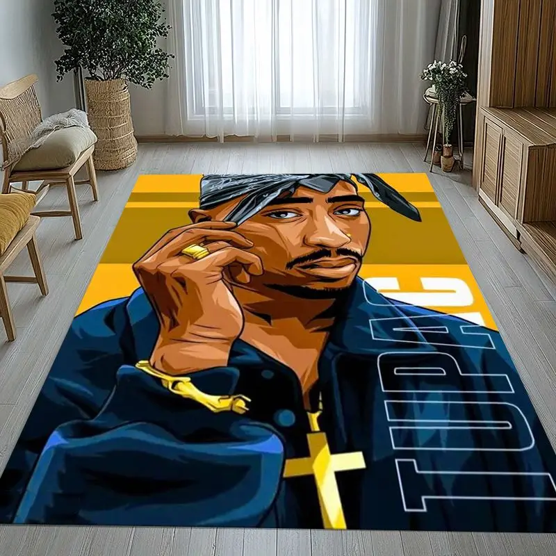Tupac 2Pac Thug Life West Coast Rap Legend Soft Non-Slip Large Area Rug for Living Room,Bedroom Carpet Mat for Sofa,Home Decor