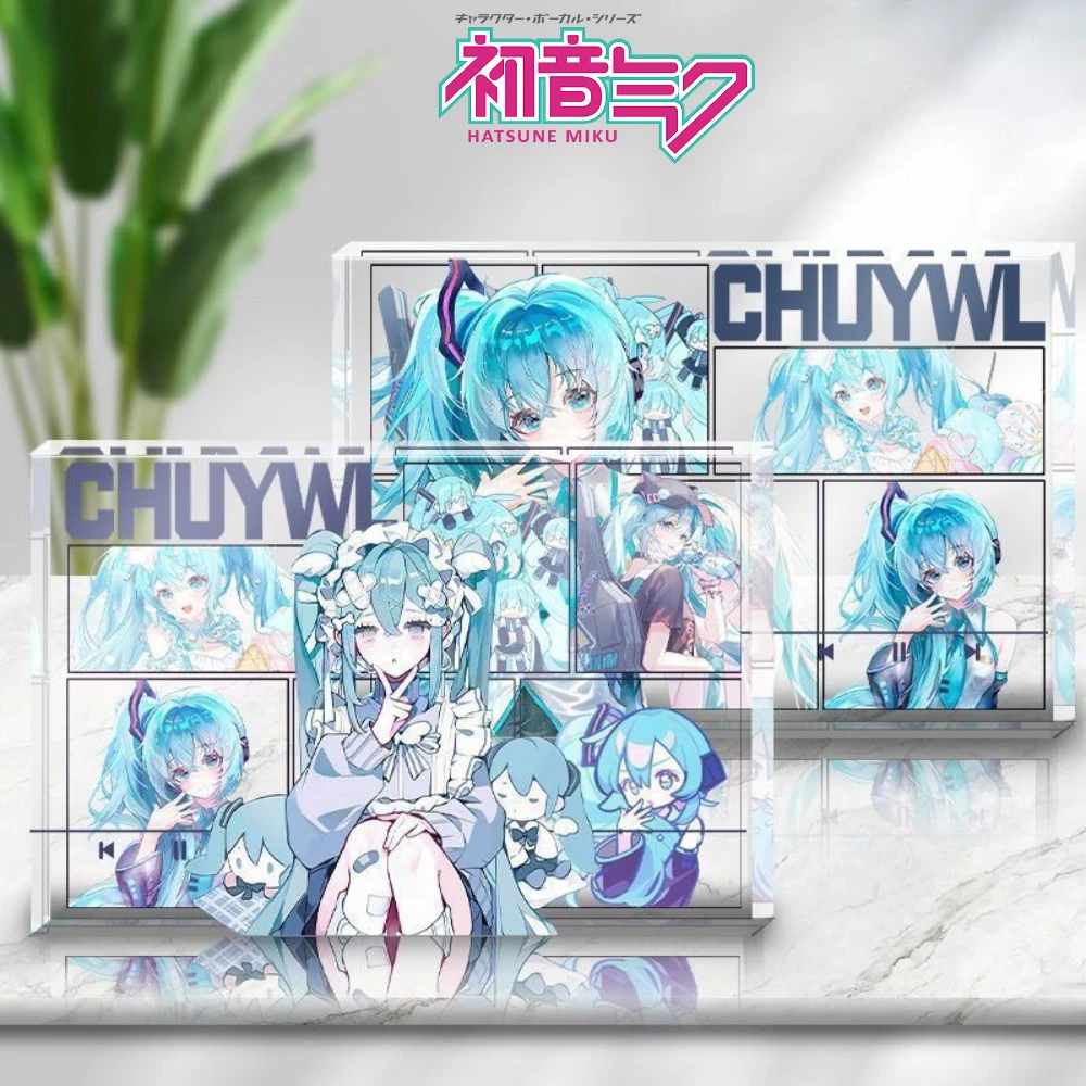 Hatsune Miku Anime Merch Fotorahmen-Ornamente für Schreibtisch und Bürodekoration, Acrylständer zum Präsentieren von Fotos, Geschenk für Musikfans