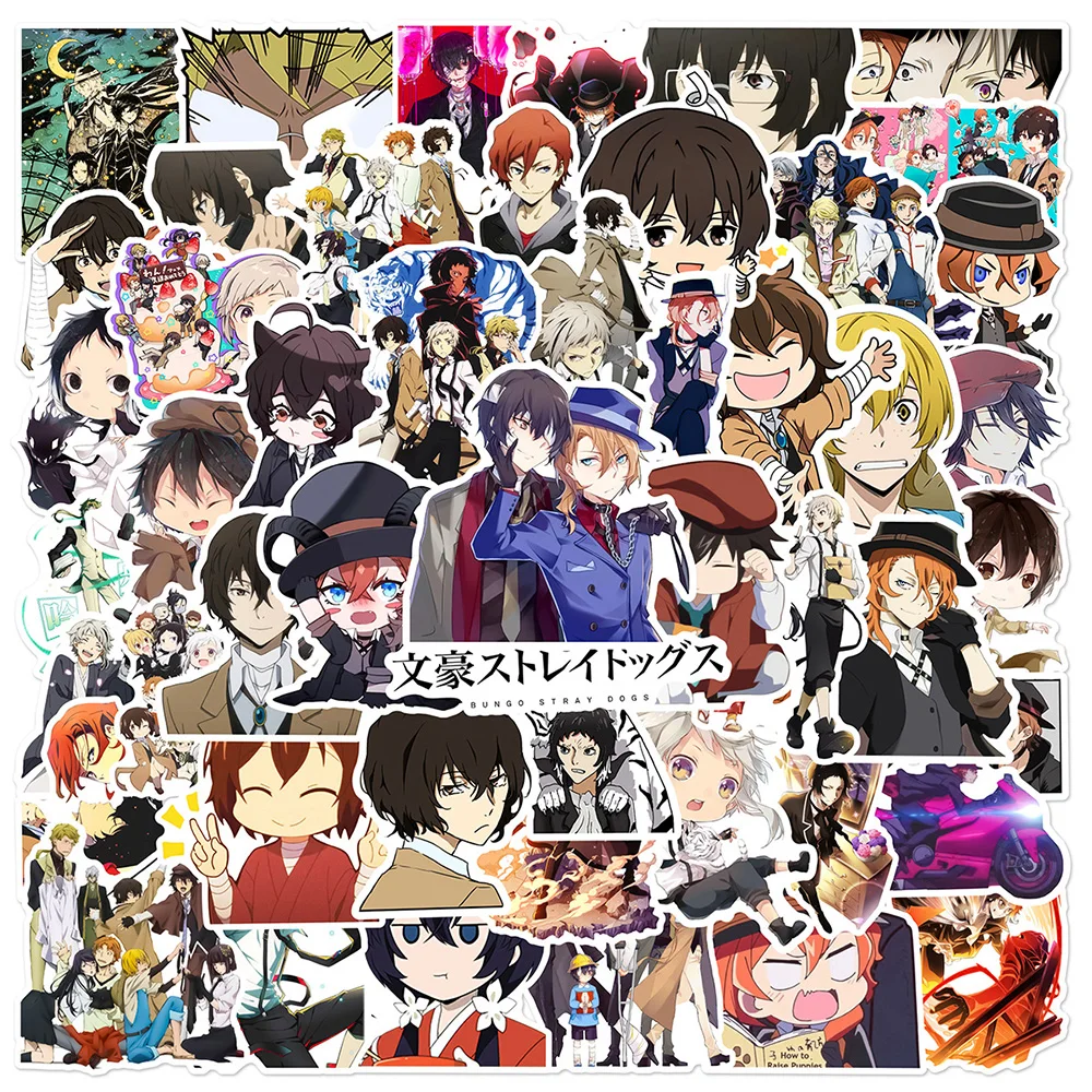 10/30/50pcs Cool Bungou Stray Dogs Anime Stickers Dazai Chuuya Decals Laptop Motorcycle Phone Car Waterproof Sticker for Kid Toy