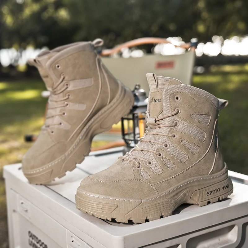 

Men's Winter and Autumn Motorcycle Boots, Anti-slip and Wear-resistant High-top Outdoor Work Boots, Hiking Boots