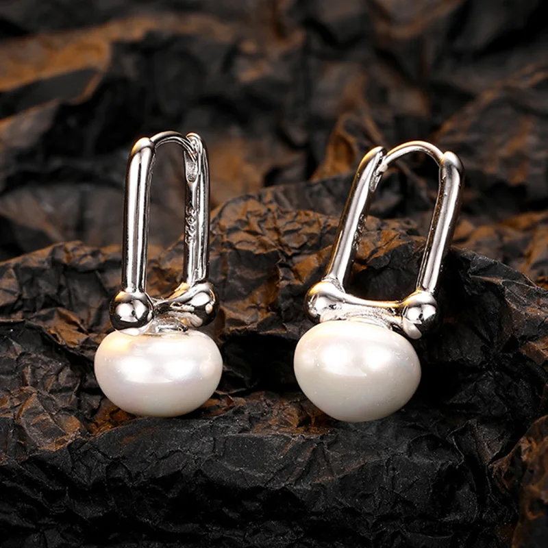 Boucles d'Oreilles Simples en Argent 925 pour Femme, Timbre, Aiguille, Perle Esthétique Vintage Lisse, Bijoux Coréens ChimFine, 2024