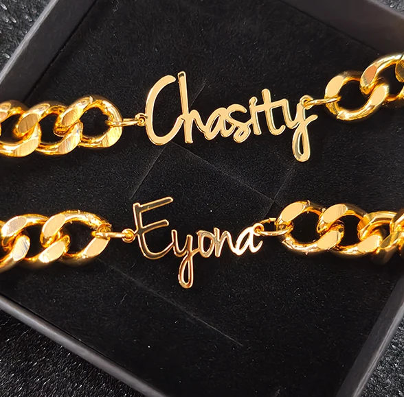 DUOYING 12mm Cuban Chain Neck Chain Stainless Steel 30mm Earrings Personalization Gold Gift Women Custom Name Jewelry Set