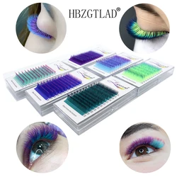 HBZGTLAD Mix Color Eyelashes Make up High Quality Soft Natural Synthetic Mink Rainbow Eyelash Extension Supplies 8-15MM Mix