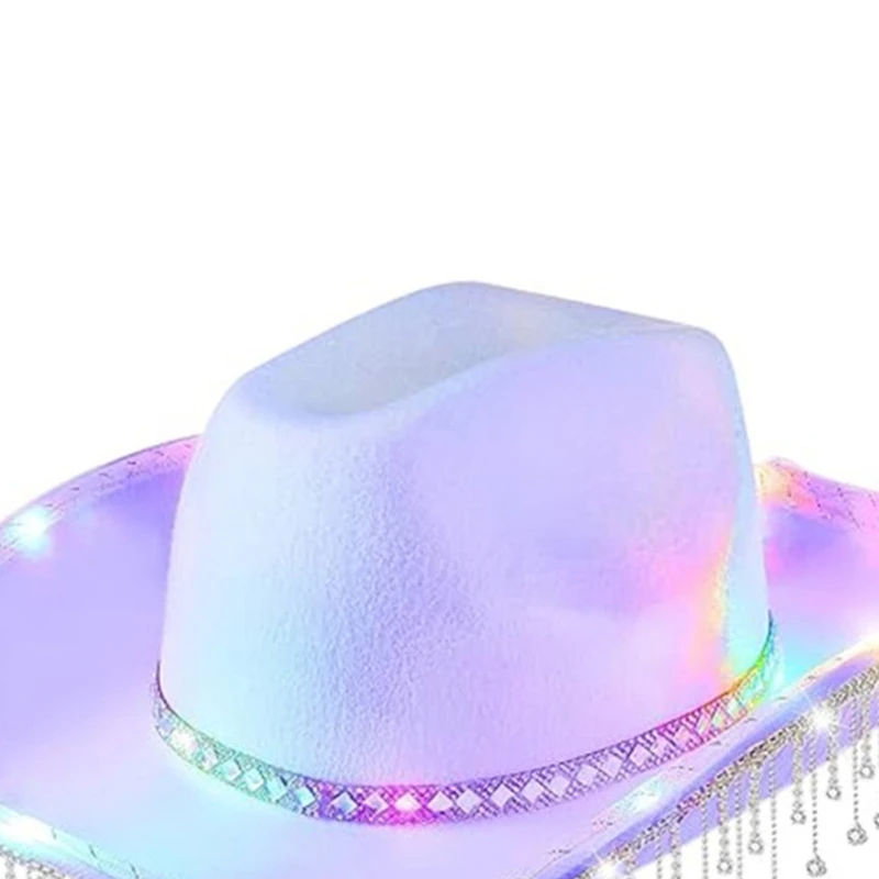 

Cowboy Hats Glowing Light Cowboy Hats Panama Hat with Pendant for Street