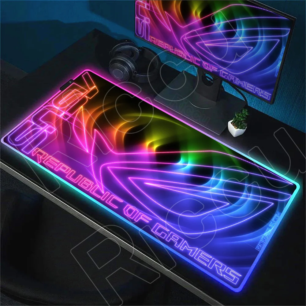

RGB Mouse Pad Asus Gaming Mause Mat Luminescence Gamer Keyboard Rug Xxl Large Rubber Non-slip Carpet Mousepad With LED Backlight