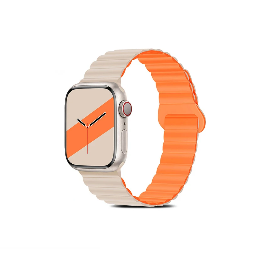 

Suitable for Apple Watch s7 Strap Silicone Magnetic Absorption se New iwatch 8/7/6/5/4/3/2 Contrast Chain Applewatch Strap