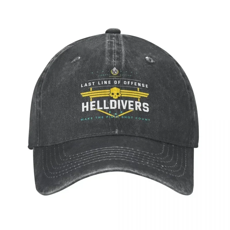 Y2K Y2K Last Line Of Offense Helldivers 2 Baseball Distressed Washed Sun Cap For Men Women Summer Unstructured Soft Caps