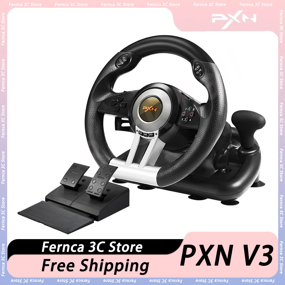 PXN V3 프로 게임 레이싱 휠, 심레이싱 PC 스티어링 휠, Xbox One, PS3, PS4, Xbox 시리즈 X, S, 닌텐도 스위치용, 180 ° 레이싱 