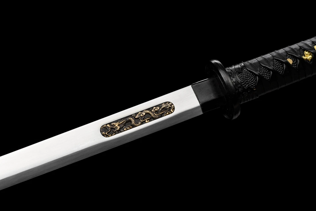 Functional Handmade Chinese KungFu Real Sword High Carbon Steel Blade Tang Dynasty Saber Black Dragon WuShu Battle Jian view 5