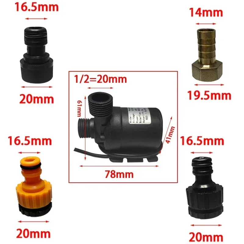 Water Pump DC 24V 12V High Pressure Ultra Quiet Solar Lift 5M 800L/H Brushless Motor Submersible Water Pumps Quick Break Joint