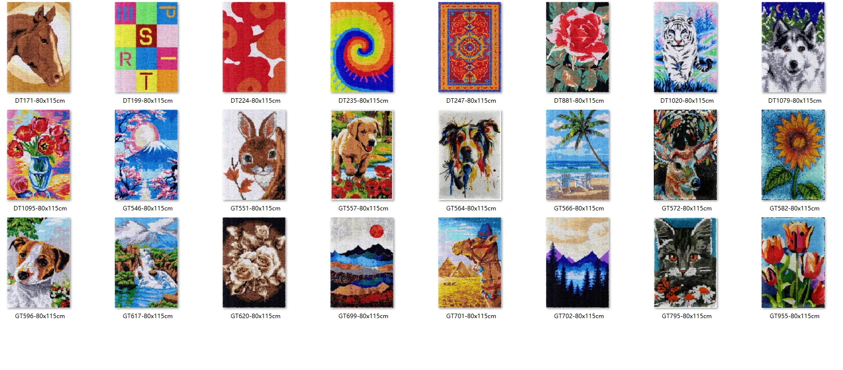 

115-80CM Latch hook kit with printed pattern Halloween Carpet embroidery crafts Hobby stuff Plastic canvas DIY RED FLOWERS