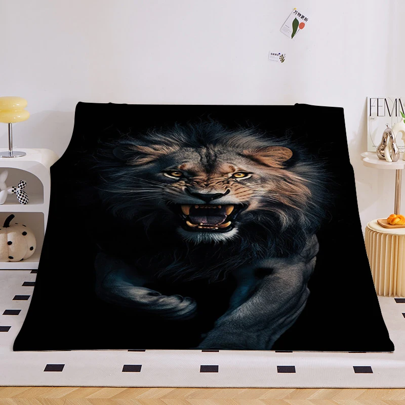 

Lion Sofa Blankets for Winter Custom King Size Fluffy Soft Blankets Microfiber Bedding Warm Bed Fleece Camping Throws Gift