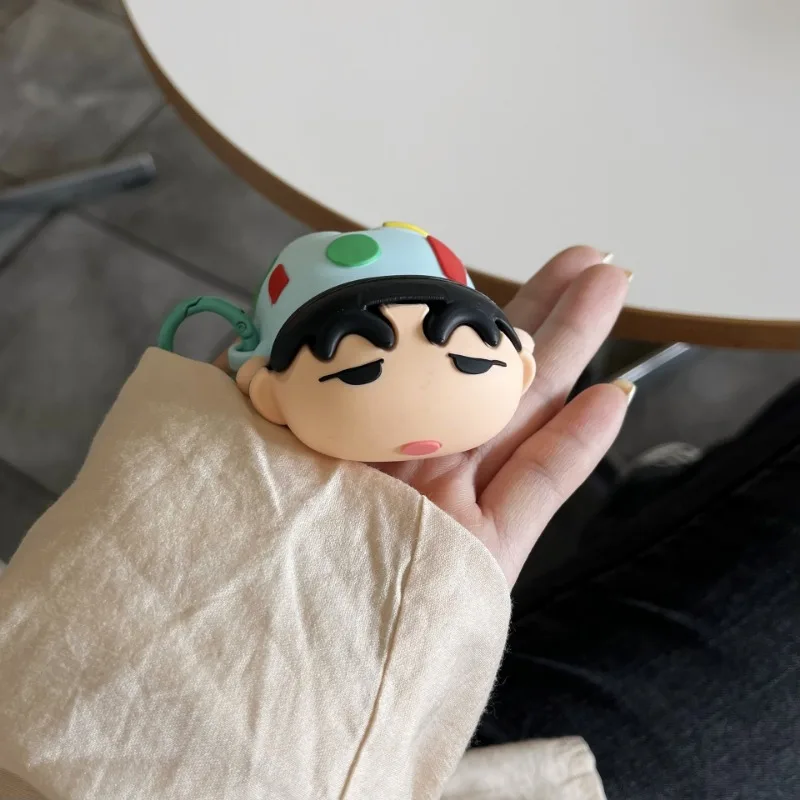 حافظة سيليكون لسماعات أبل ، قلم تلوين شين تشان ، غطاء واقي أنيمي ثلاثي الأبعاد ، قلادة لطيفة ، غطاء لسماعات Airpods Pro 2 ، 3 جيل