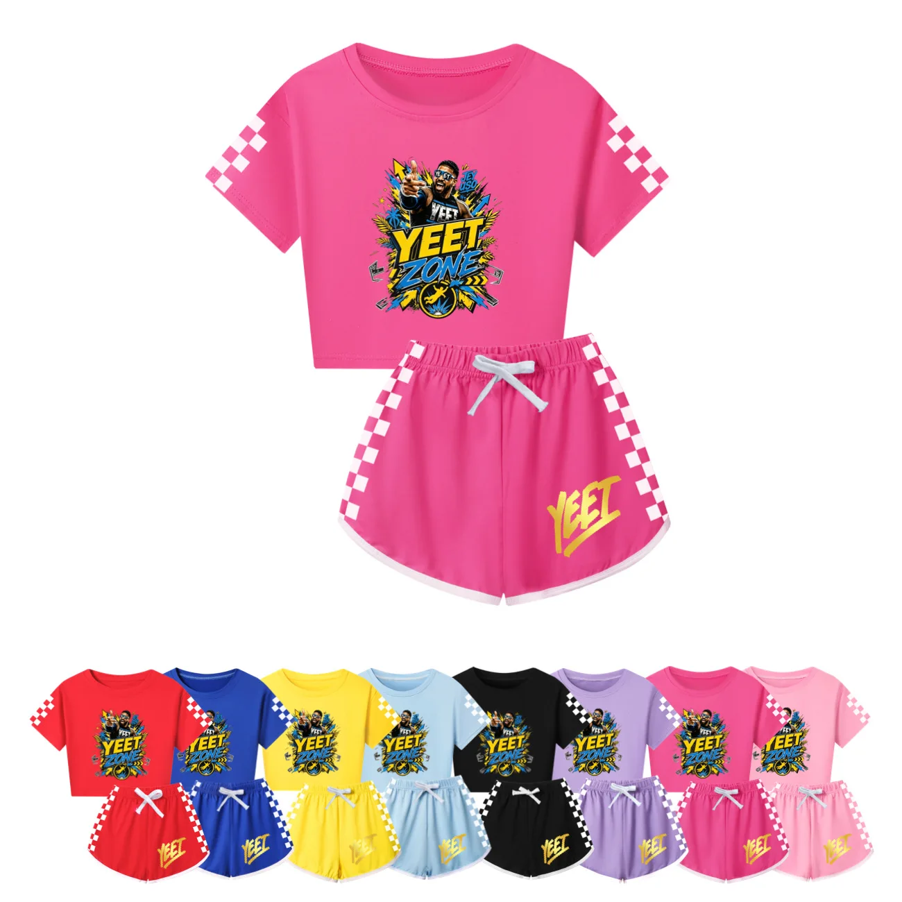 Humor Wrestler Clothes Kids Jey Uso Yeet Print T-shirt Shorts 2pcs Suits Boys Fashion Short Sleeve Sportsuits Children's Sets