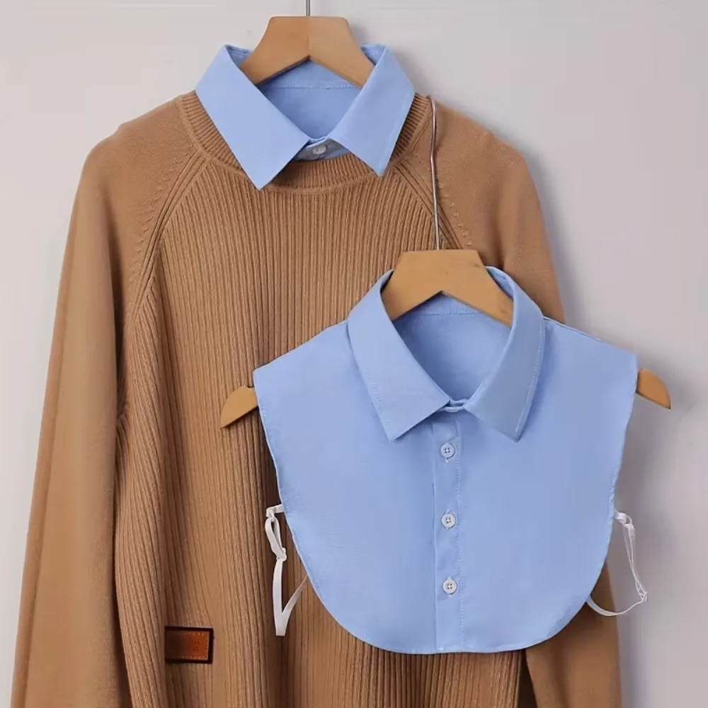 Fake Shirt Collar Elegant Detachable Button-Up Collar One Size for Layered Outfit Styling Fashion Accessory Sleeveless Design