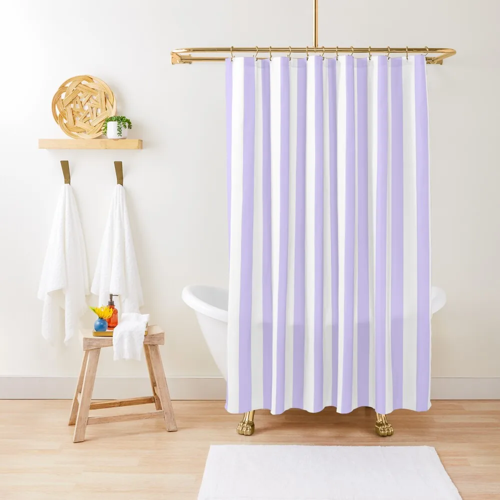 Pale Lavender Violet and White Vertical Stripes Shower Curtain Elegant Bathroom Curtain Waterproof Shower Curtain