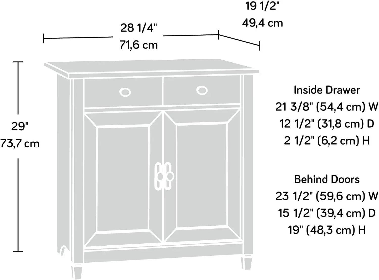 Porte portaoggetti in accento, armadietto multiuso, L: 28,19" x L: 19,45" x A: 29,02, castagno gessato