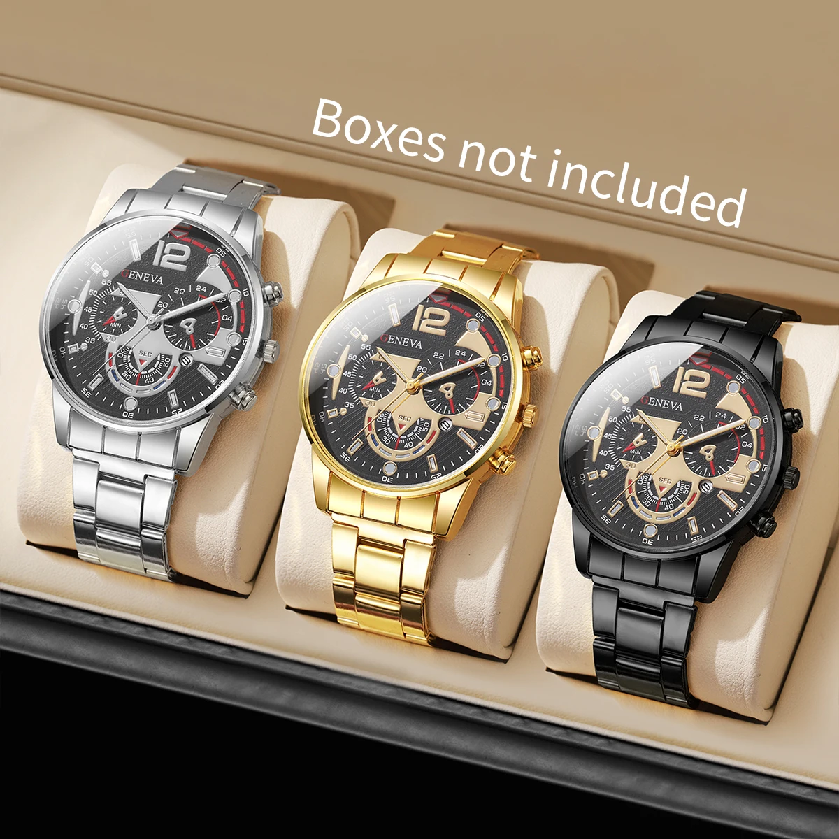 3 szt. Męskie zegarki biznesowe moda stalowy pasek męski analogowy zestaw zegarków kwarcowych Relogio Masculino Reloj Hombre (bez pudełka)