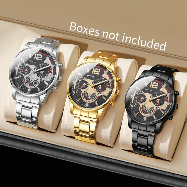 3 szt. Męskie zegarki biznesowe moda stalowy pasek męski analogowy zestaw zegarków kwarcowych Relogio Masculino Reloj Hombre (bez pudełka)